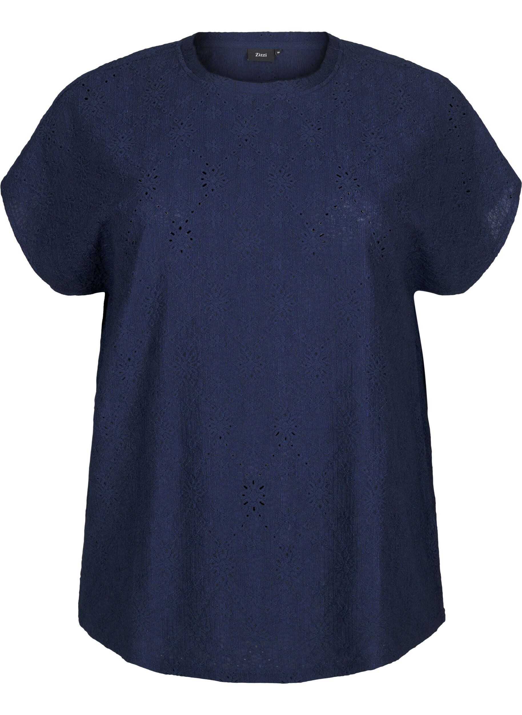 Zizzi Chemisier &agrave; manches courtes avec broderie florale, Naval Academy, Packshot image number 0