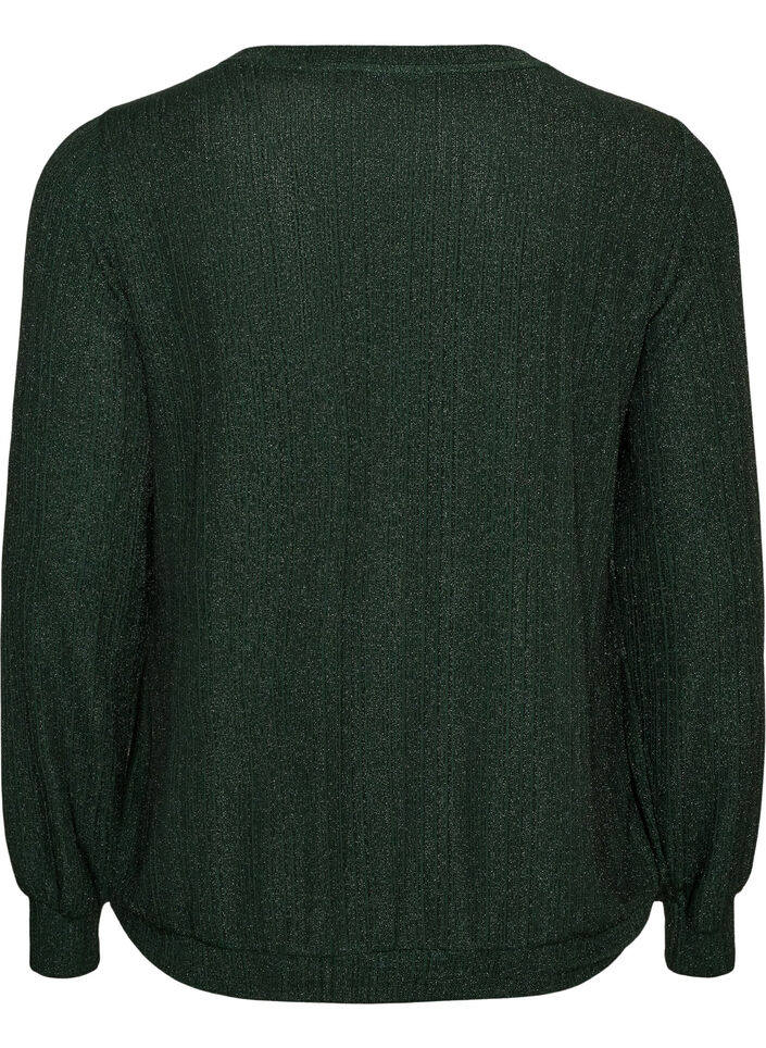Blouse avec texture verticale et fils scintillants, Vert, Packshot image number 1