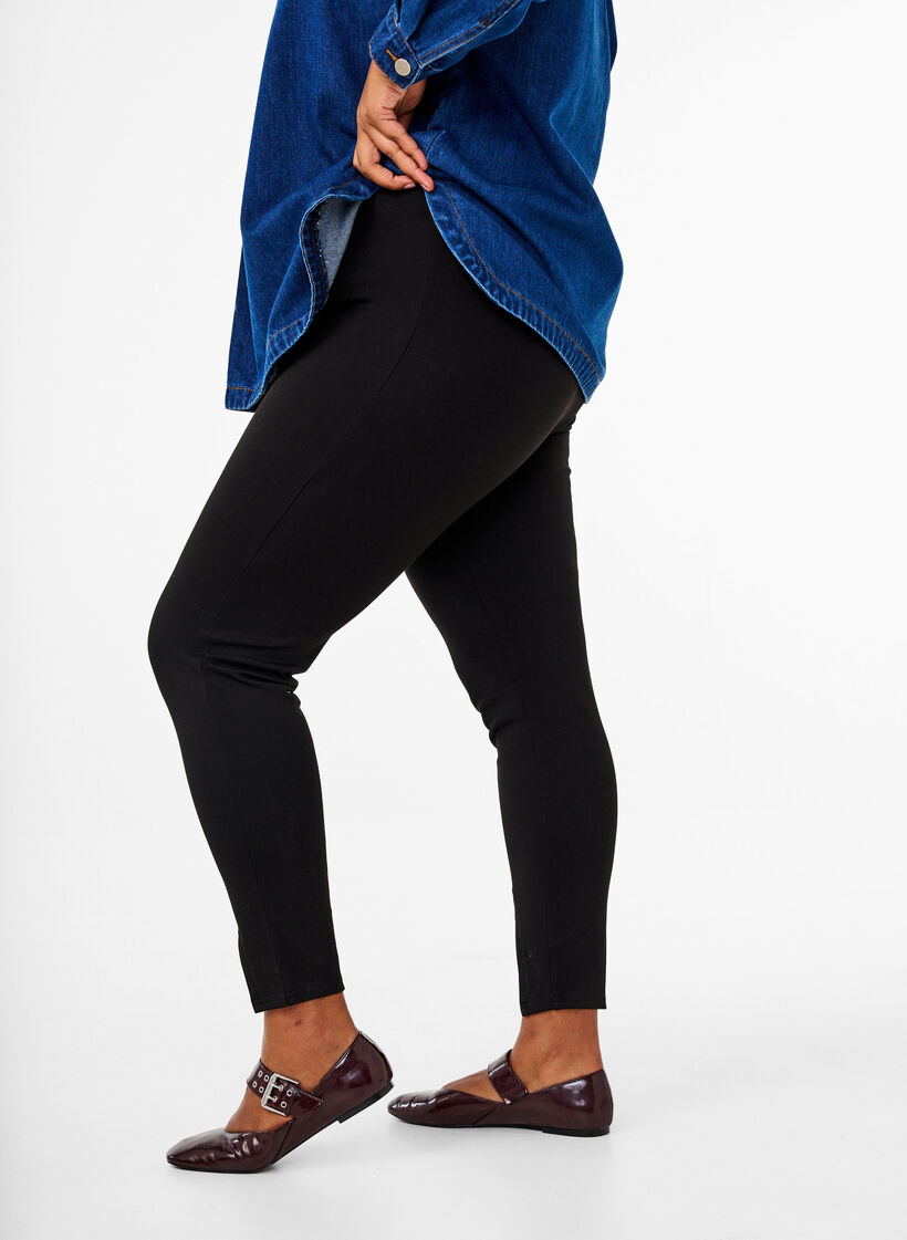 Legging en viscose avec fente à l'avant, Noir, Model image number 2