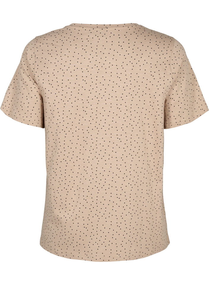 T-shirt à pois en coton biologique	, Beige, Packshot image number 1
