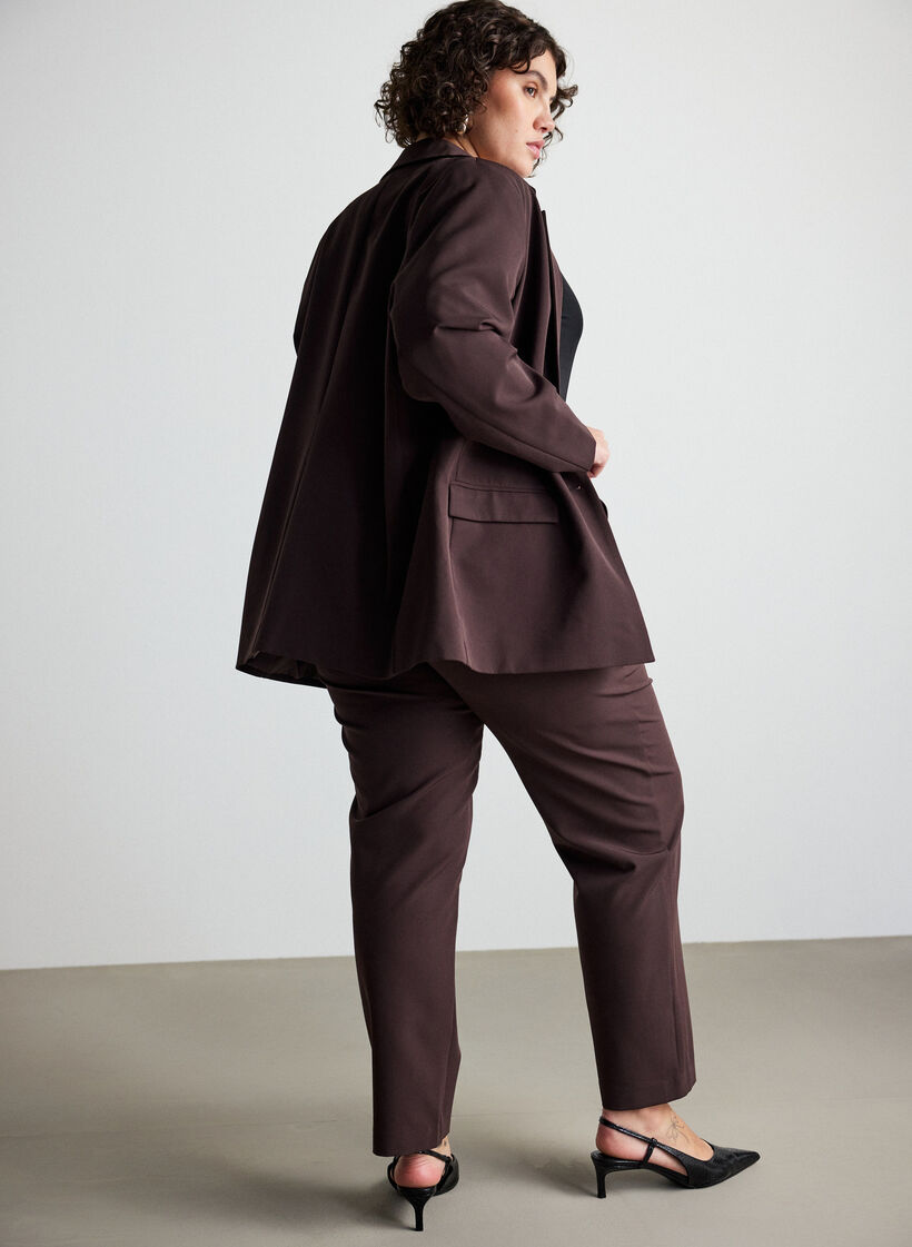 Pantalon avec poches et jambes droites, Marron, Model image number 1