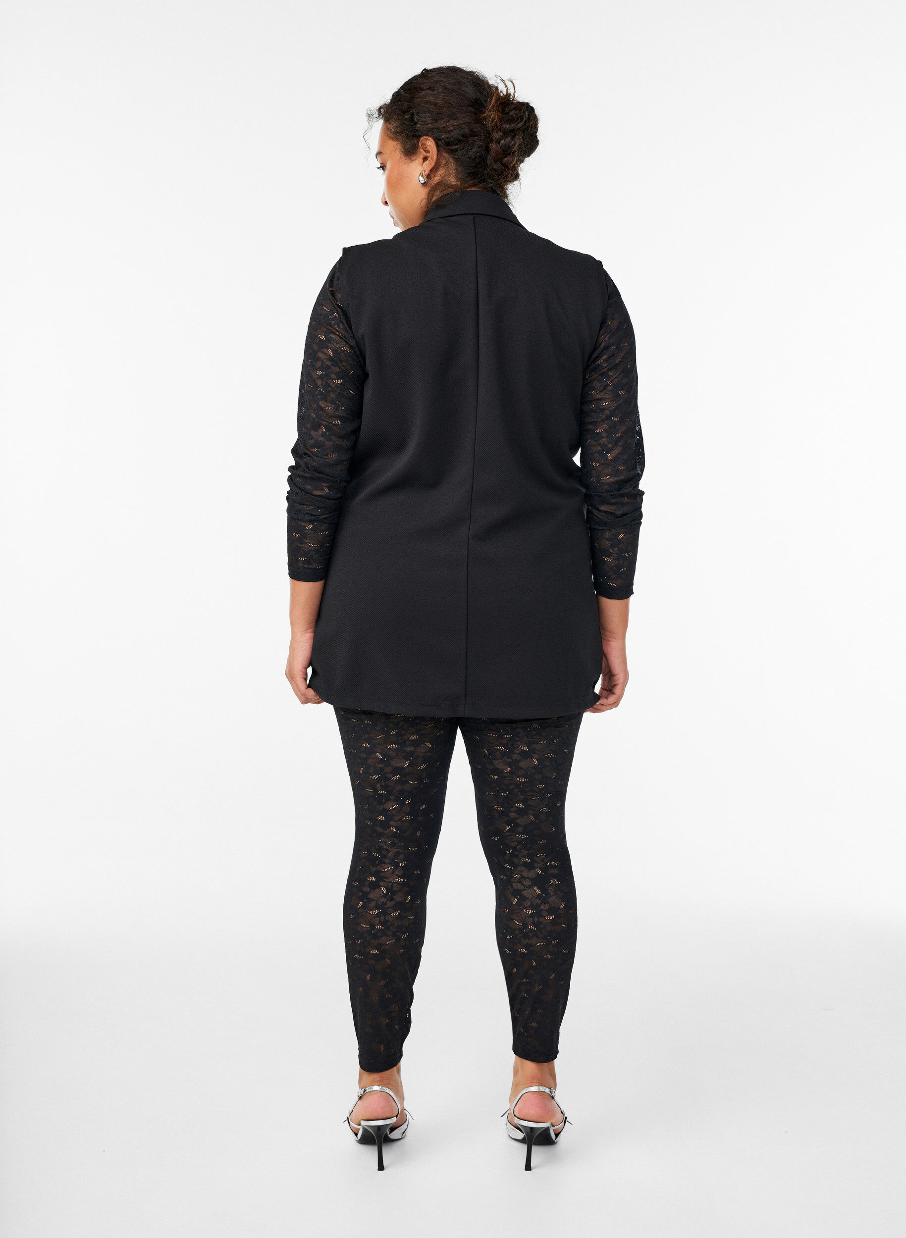 Zizzi Legging en dentelle &agrave; taille haute, Noir, Model image number 1