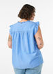 Blouse sans manches en coton &agrave; bords volant&eacute;s, Bleu Clair, Model image number 2