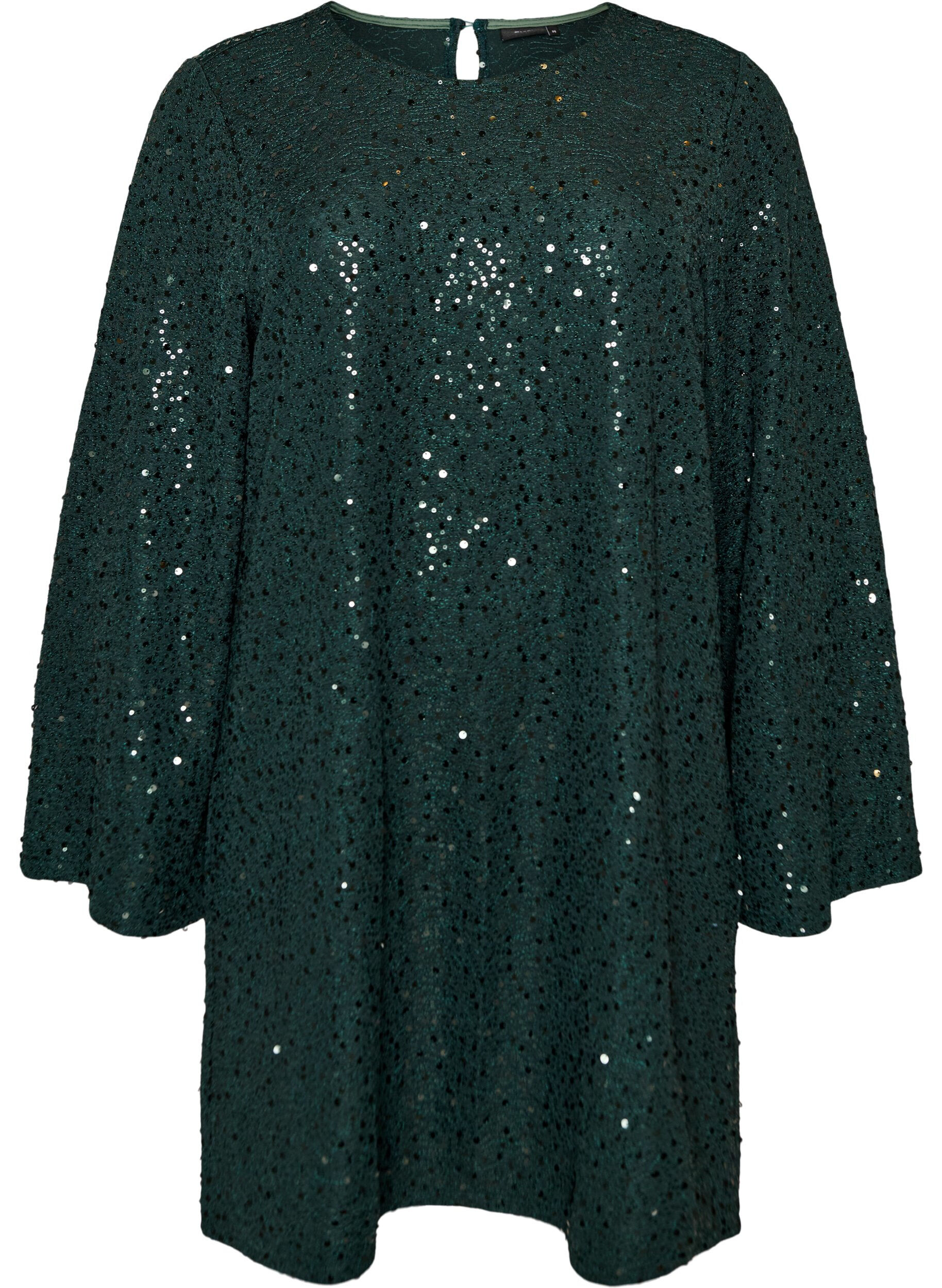 ZizziRobe courte en sequins &agrave; la coupe trap&egrave;ze, Vert fonc&eacute;, Packshot image number 0