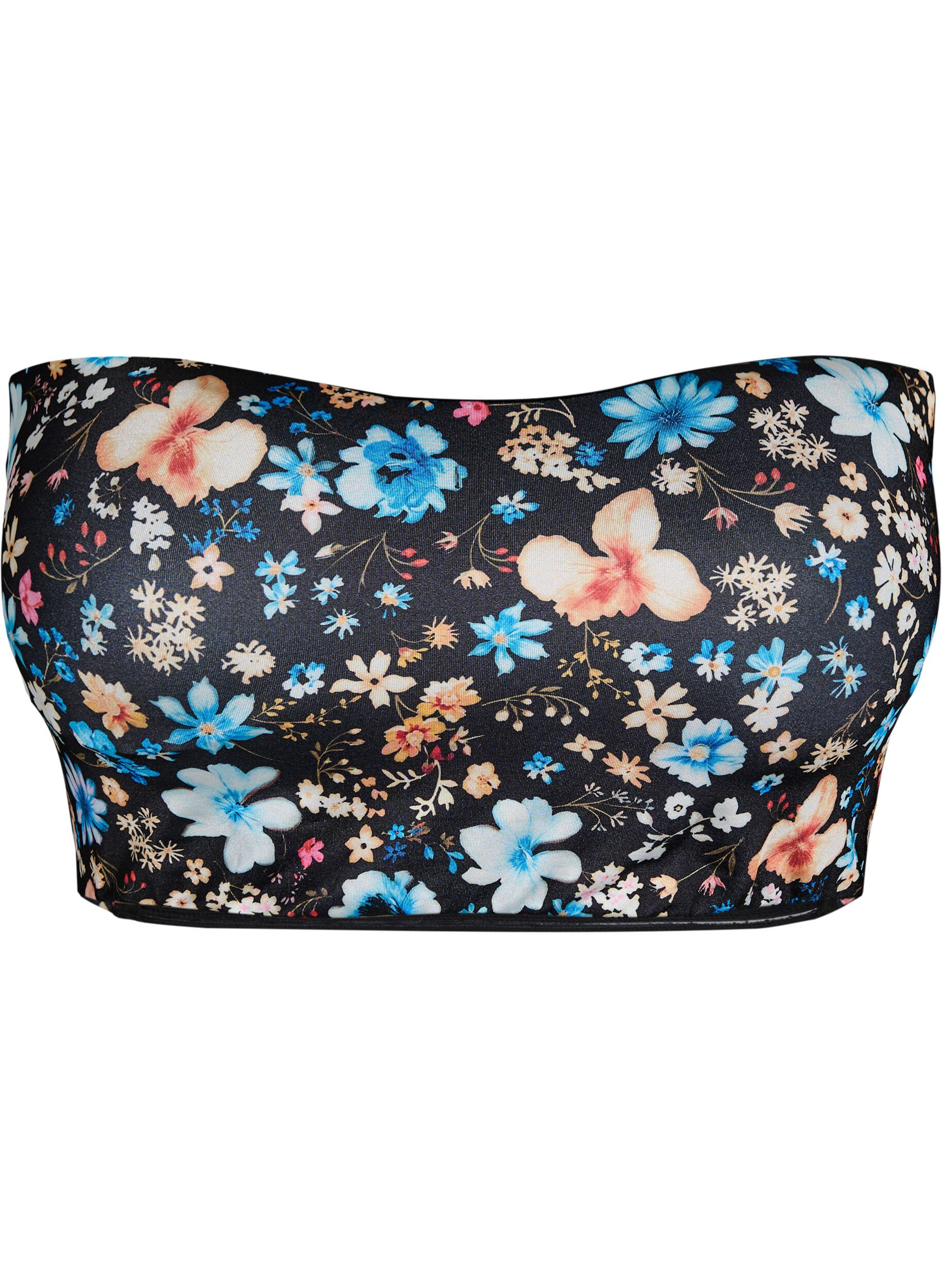 Zizzi Haut de bikini bandeau &agrave; imprim&eacute; floral, Bleu, Packshot image number 0