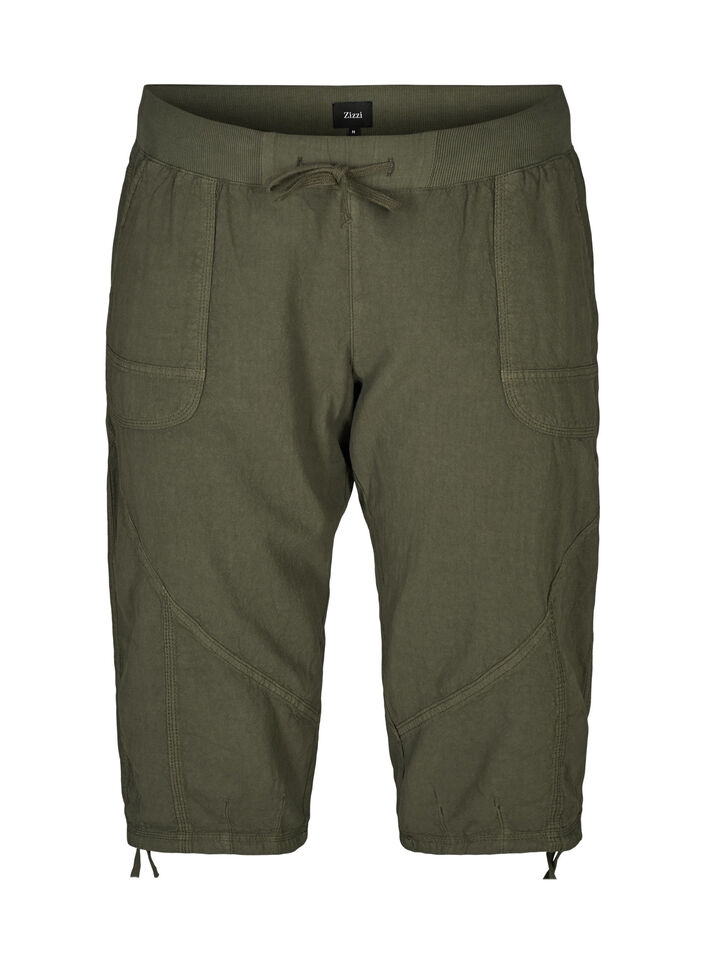 Pantacourt en coton, Vert, Packshot image number 0