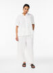 Pantalon large en lin et viscose, Blanc, Model image number 0