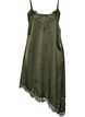 Robe en satin avec dentelle et ourlet asym&eacute;trique, Vert fonc&eacute;, Packshot image number 0