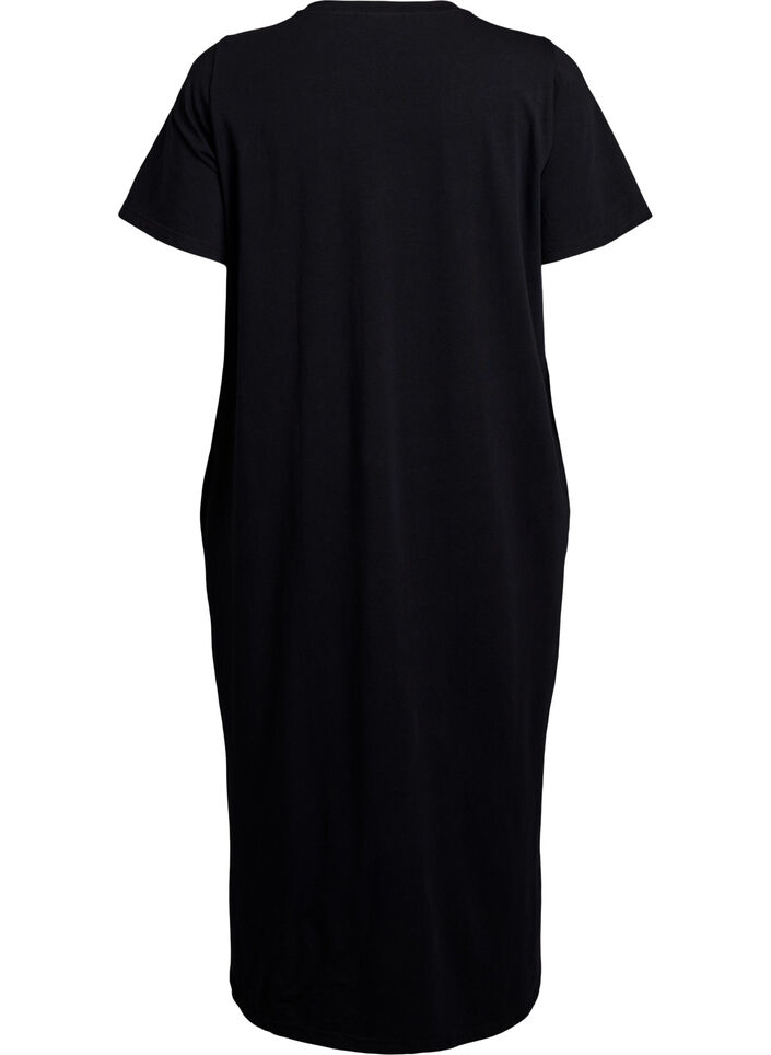 Robe T-shirt midi avec col en V, Noir, Packshot image number 1