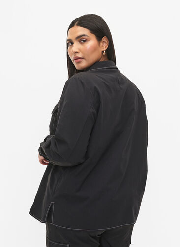 Chemise avec coutures contrastées, Black, Model image number 1