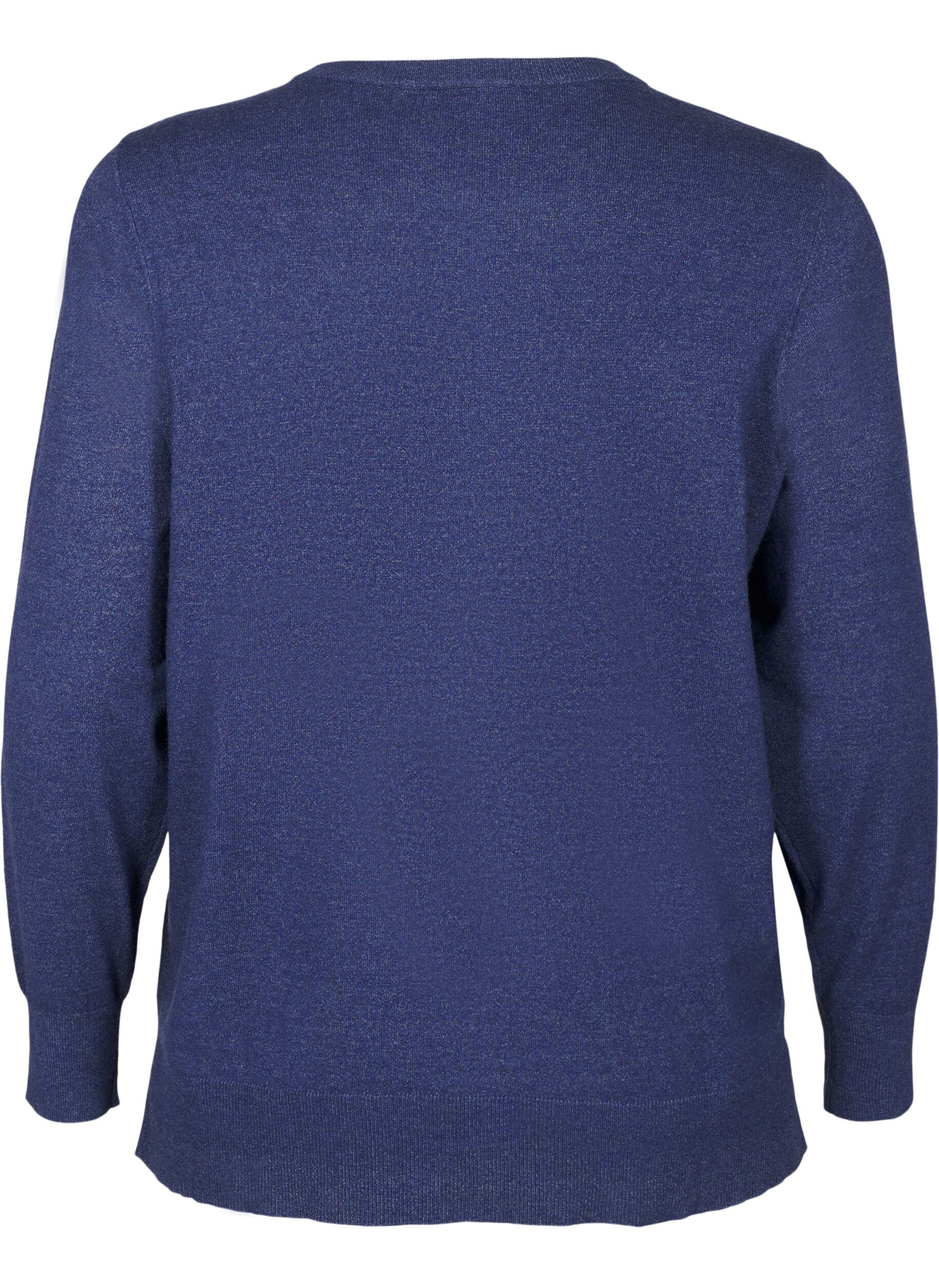 Zizzi Chemisier &agrave; manches longues en maille avec fente, Bleu, Packshot image number 1