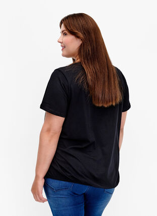 T-shirt en coton avec imprimé métallisé, Black W. Love, Model image number 1