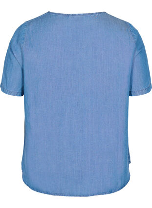 Blouse à manches courtes en lyocell (TENCEL™), Blue denim, Packshot image number 1