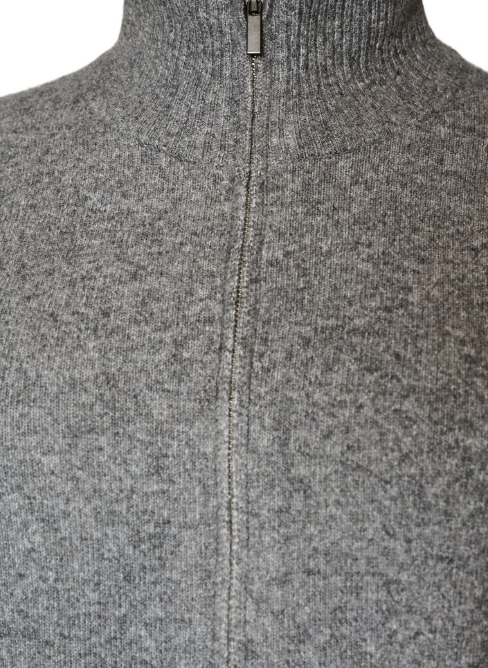 Gilet en maille &agrave; col montant et fermeture zipp&eacute;e, Gris, Packshot image number 2