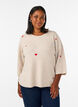 Chemisier en jersey avec des c&oelig;urs et manches 3/4, Beige, Model image number 0
