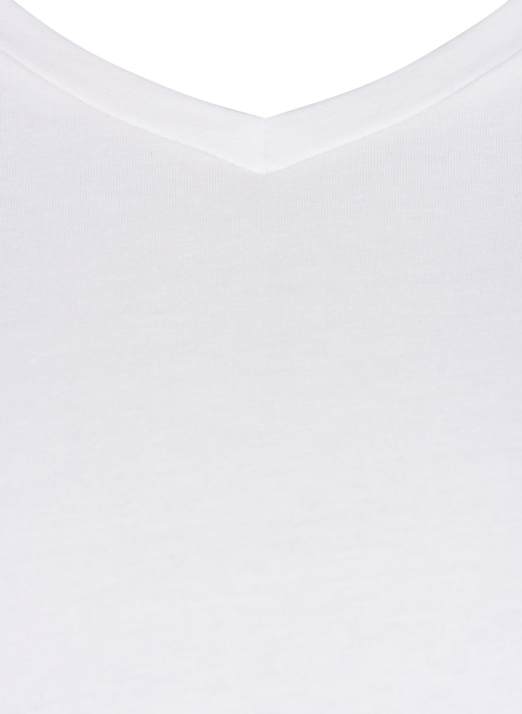 Zizzi T-shirt basic uni en coton, Blanc, Packshot image number 2