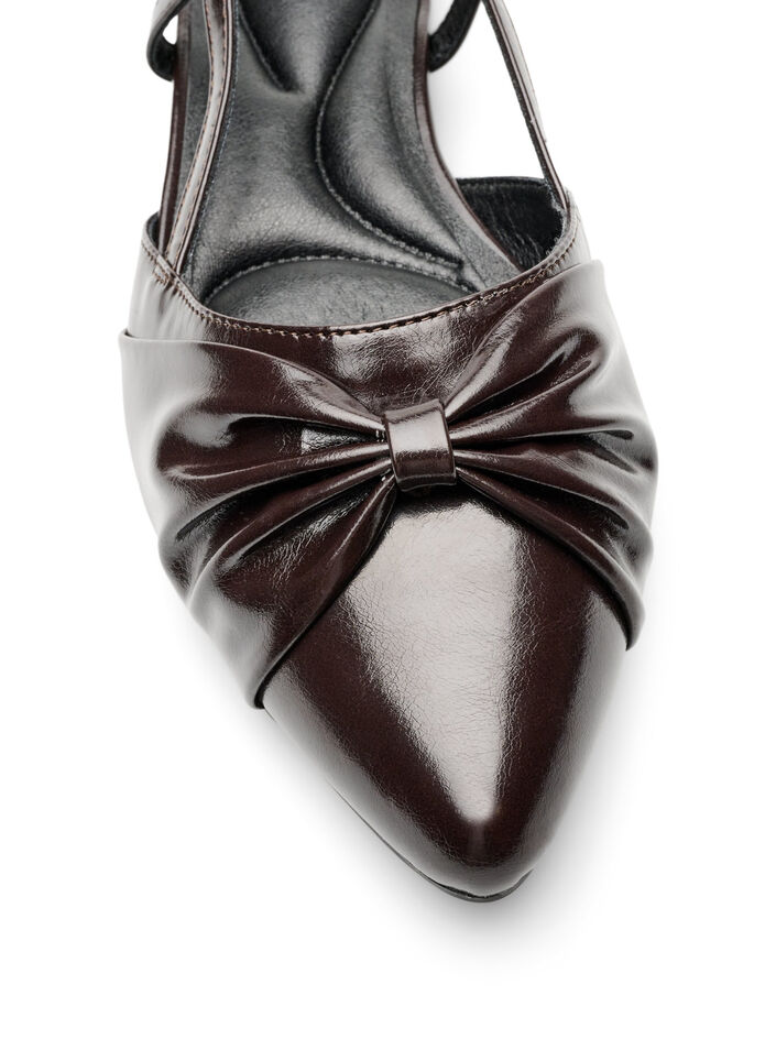 Slingback avec n&oelig;ud et aspect verni, Marron, Packshot