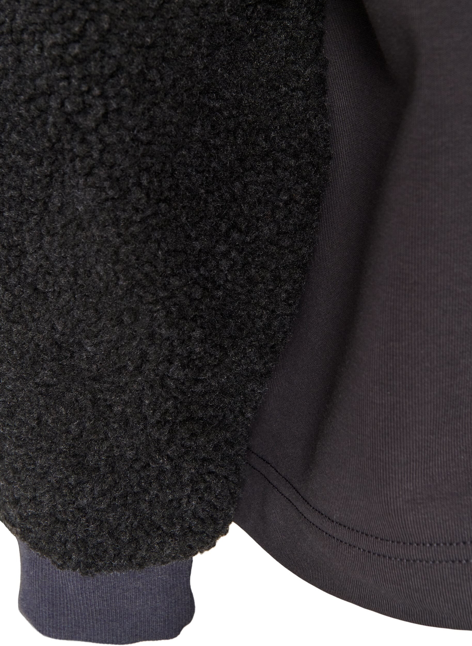 ZizziSweatshirt avec manches en mati&egrave;re teddy et col montant, Gris anthracite, Packshot image number 3