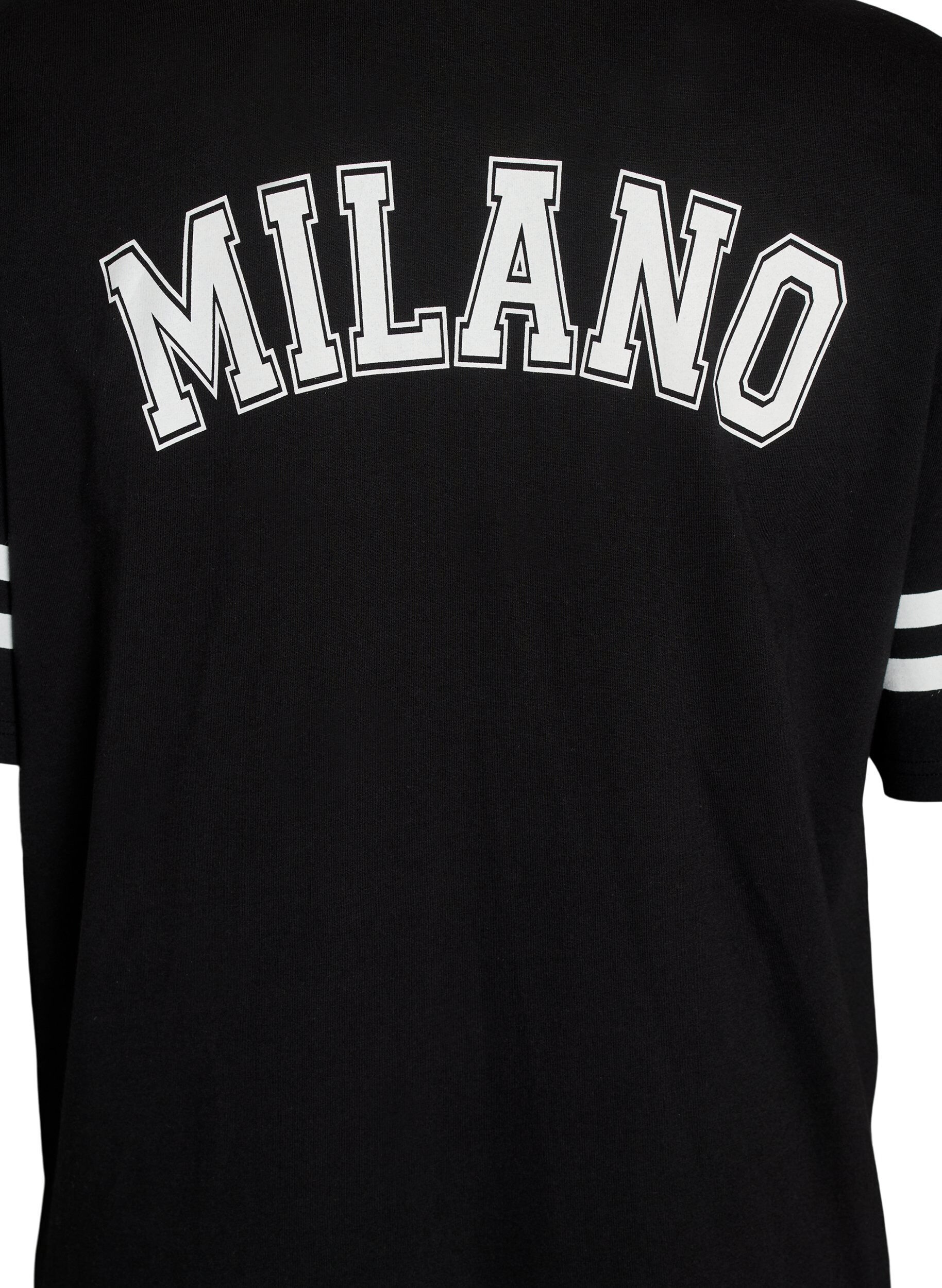 Zizzi Robe T-shirt courte avec d&eacute;tails sportifs, Noir, Packshot image number 3