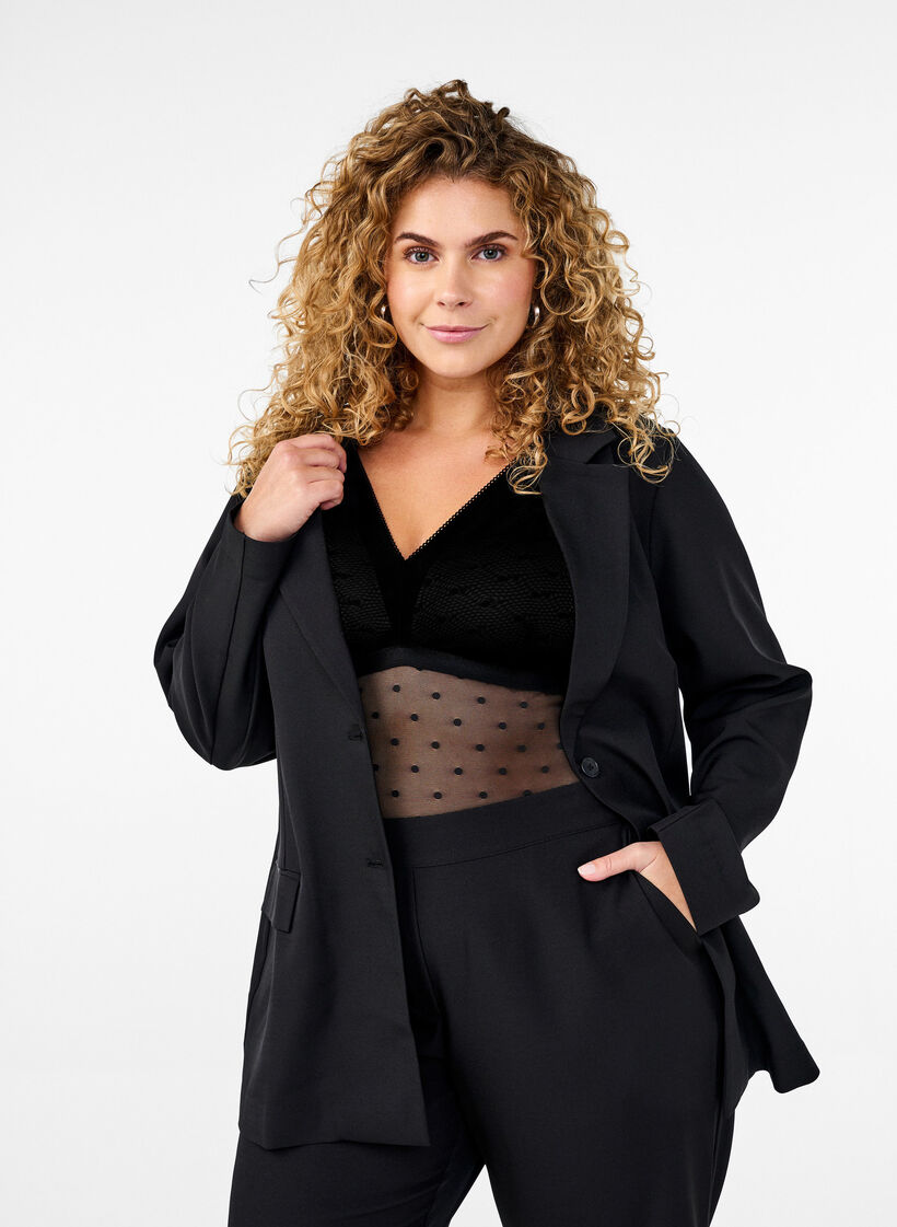 Body avec maille à pois et coussinets amovibles, Black, Model image number 0