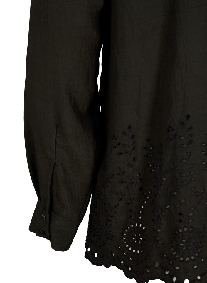 Chemise en viscose avec broderie anglaise, Black, Packshot image number 3