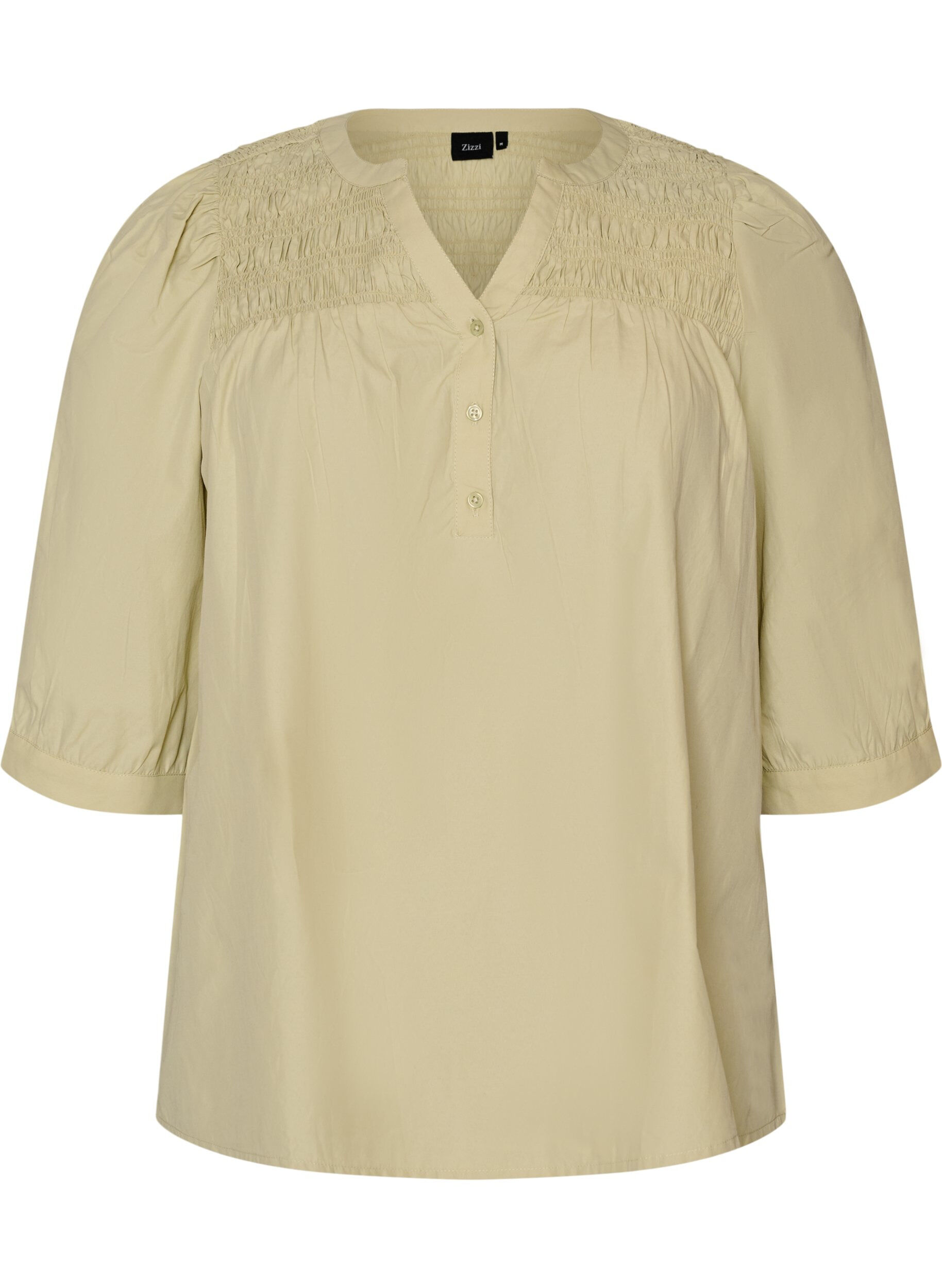 ZizziBlouse avec smock et manches 3/4, Vert clair, Packshot image number 0