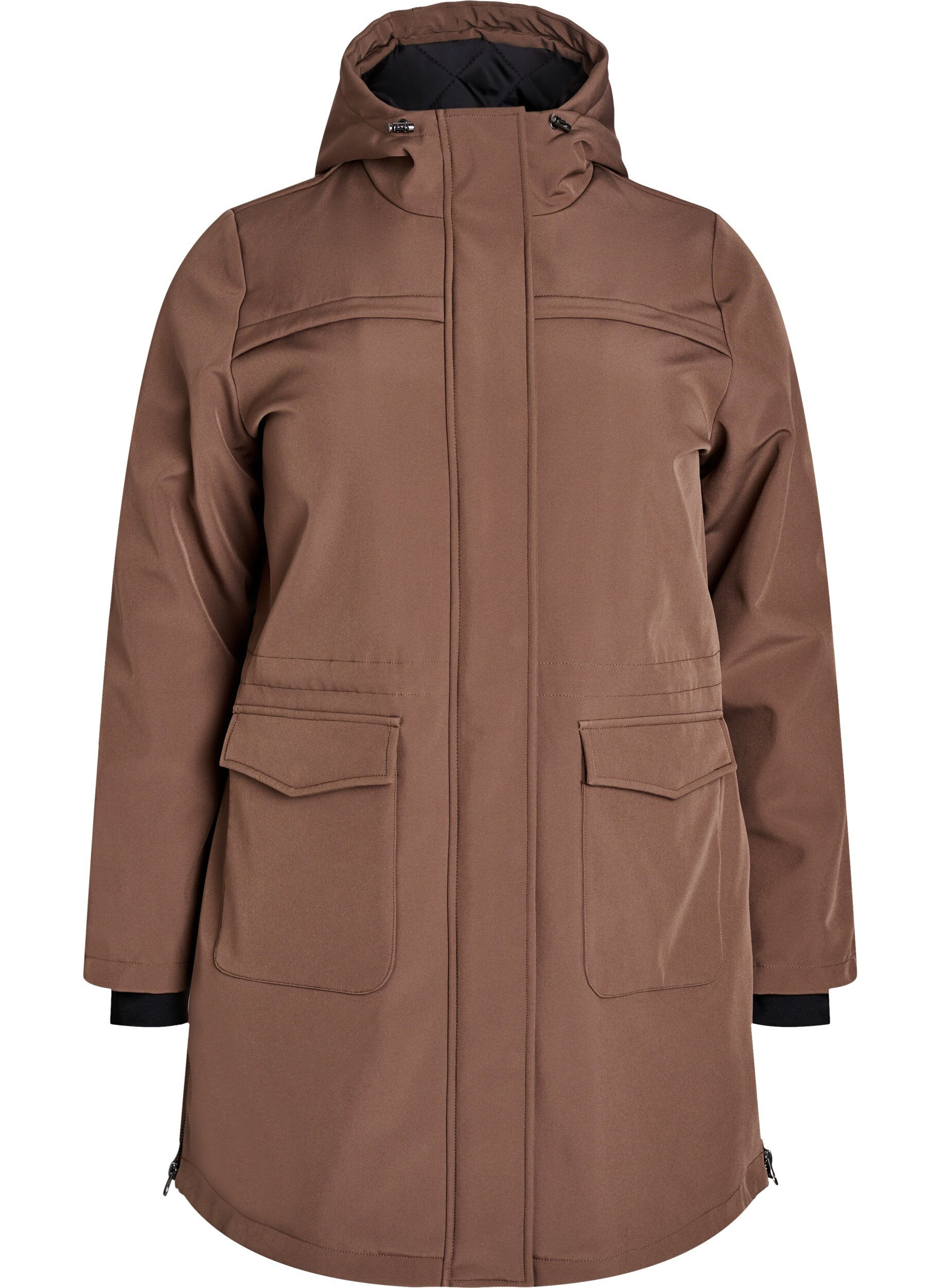 Zizzi Veste softshell r&eacute;sistante &agrave; l'eau avec doublure matelass&eacute;e, Marron, Packshot image number 0