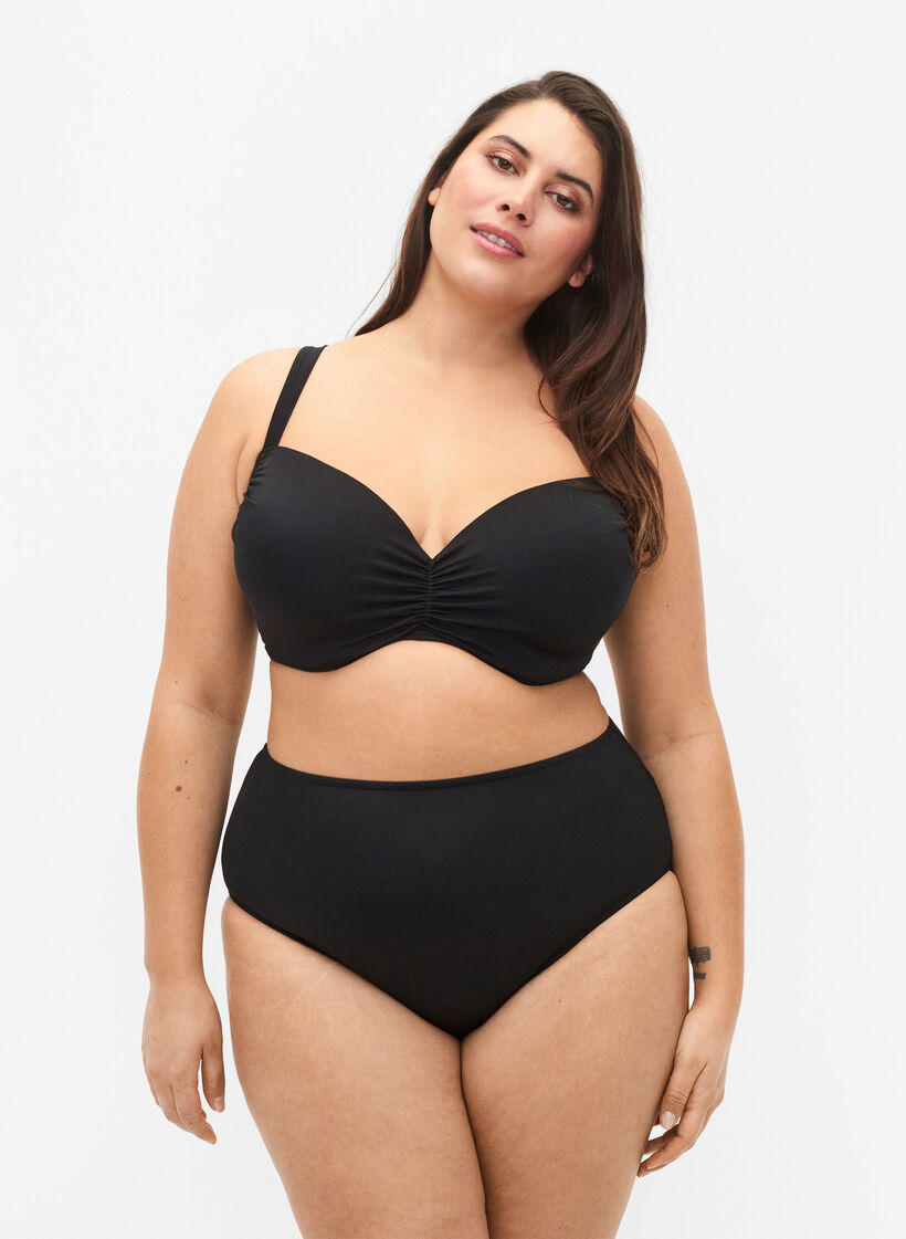 Bas de bikini avec taille régulière, Noir, Model
