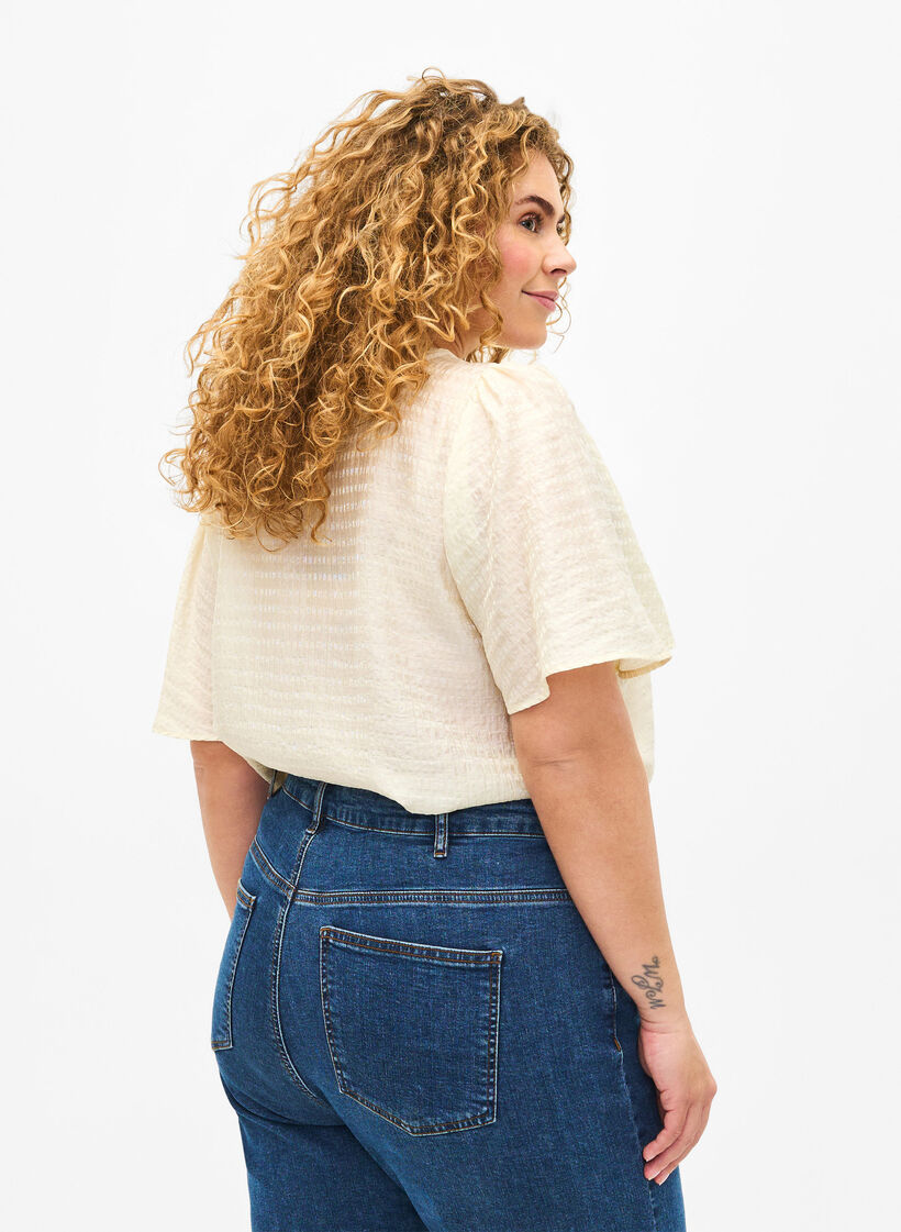  Chemisier en lyocell à texture, Antique White, Model image number 1