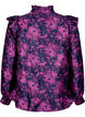 Chemisier jacquard floral avec des volants, Dark Blue Pink, Packshot image number 1