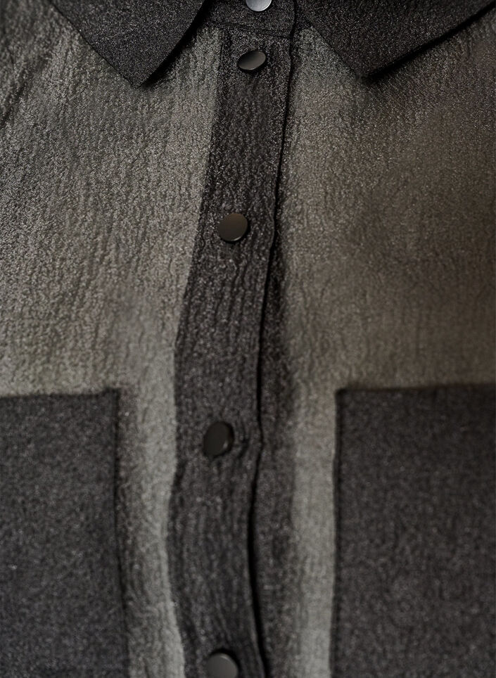 Chemise transparente &agrave; manches courtes avec poches poitrine, Noir, Packshot image number 2