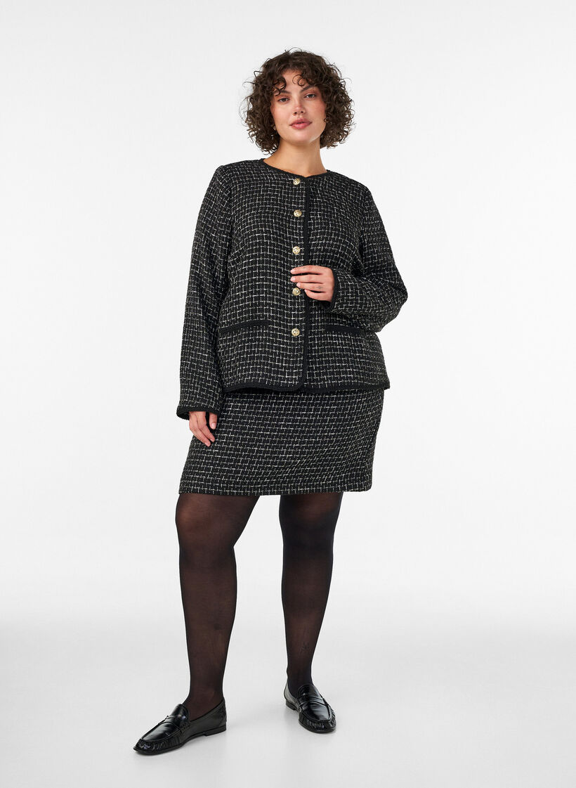 Jupe courte en boucl&eacute;, Noir, Model image number 1