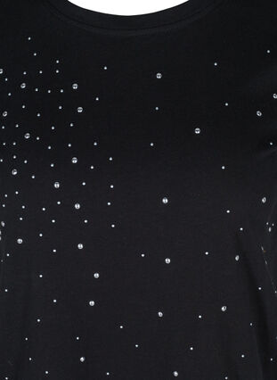 T-shirt en coton bio avec rivets, Black, Packshot image number 2