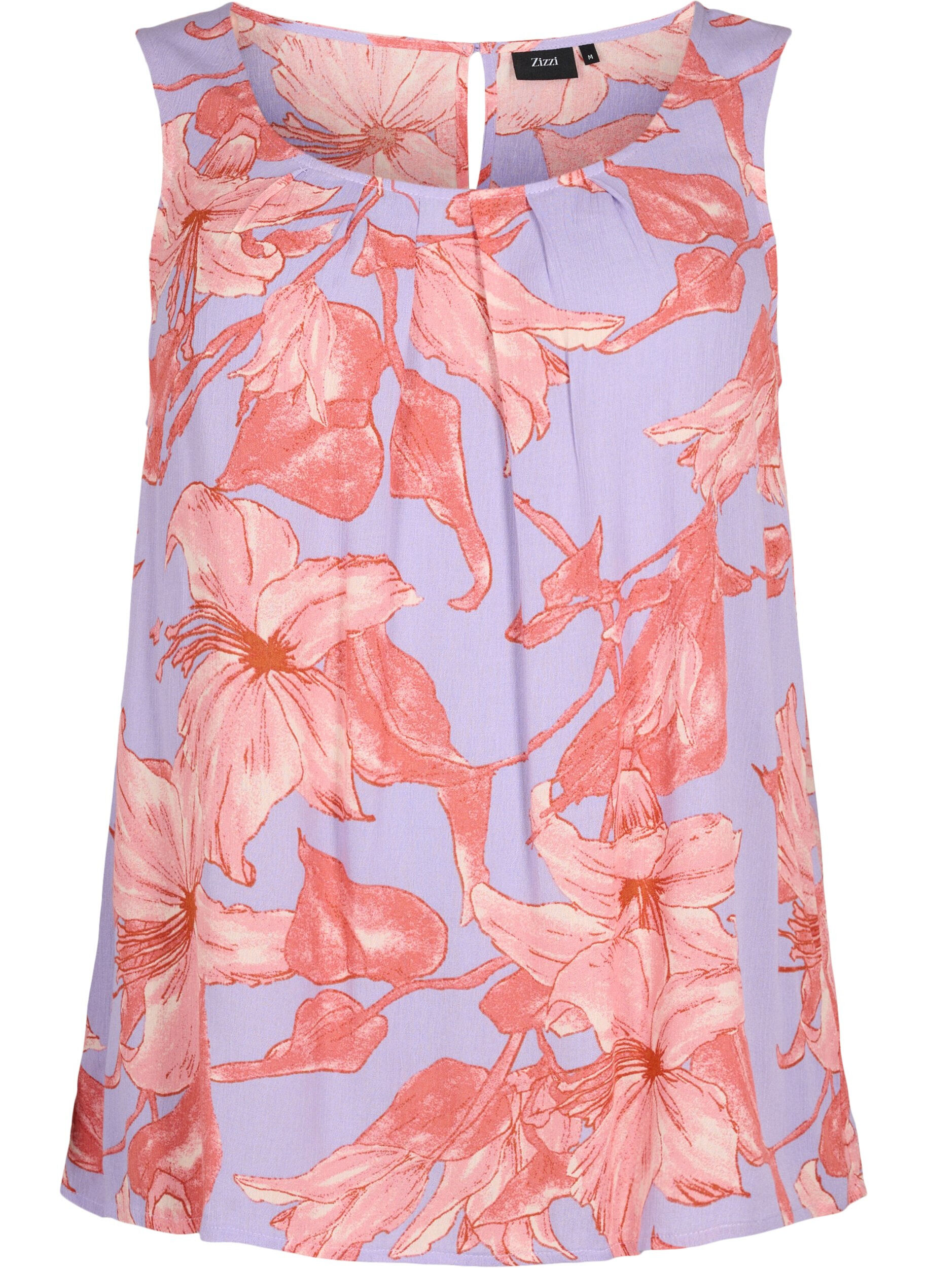 Zizzi Top sans manches en viscose, Lavender Flower, Packshot image number 0