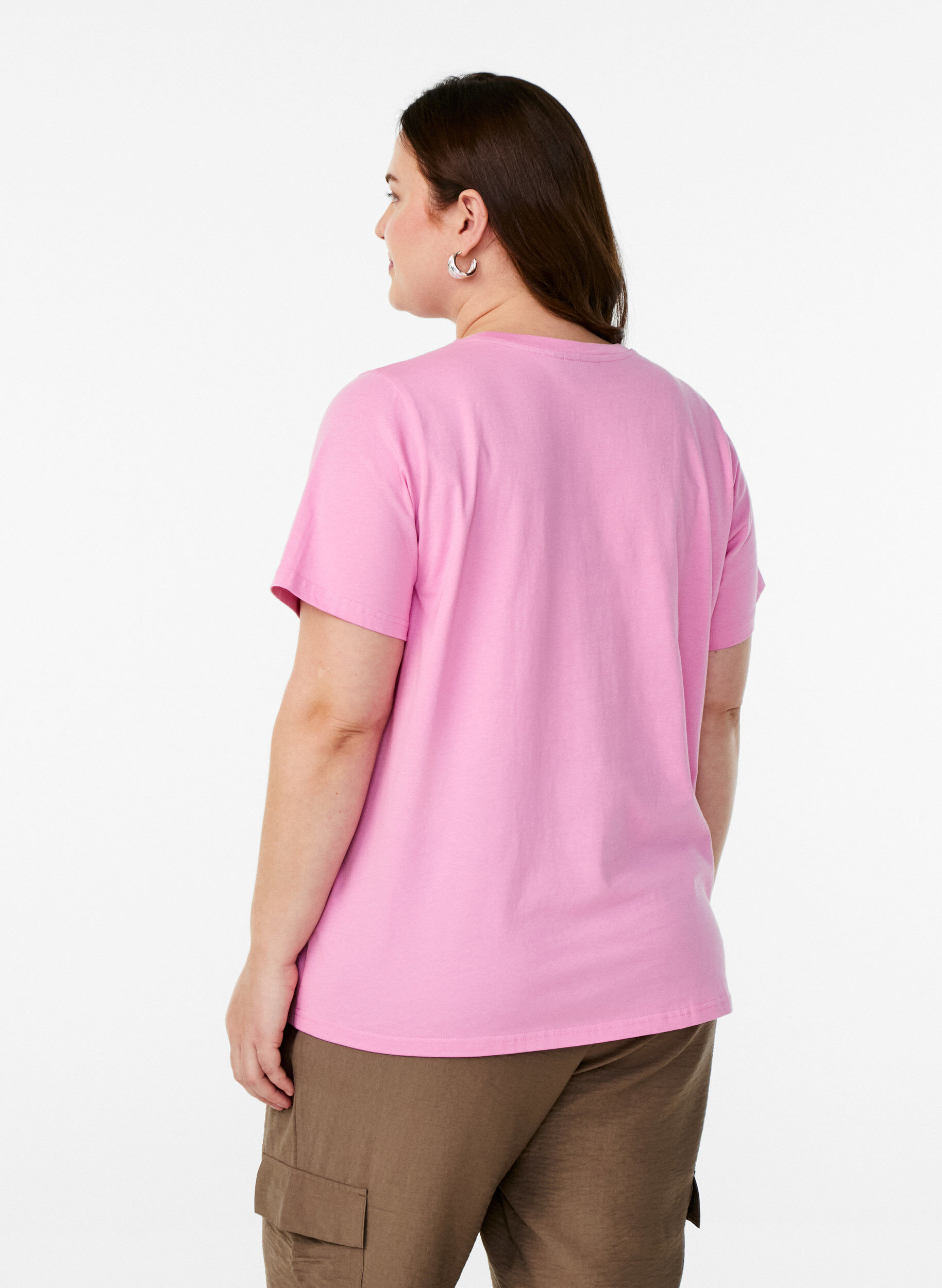 Zizzi T-shirt avec poche sur la poitrine, Rose, Model image number 2