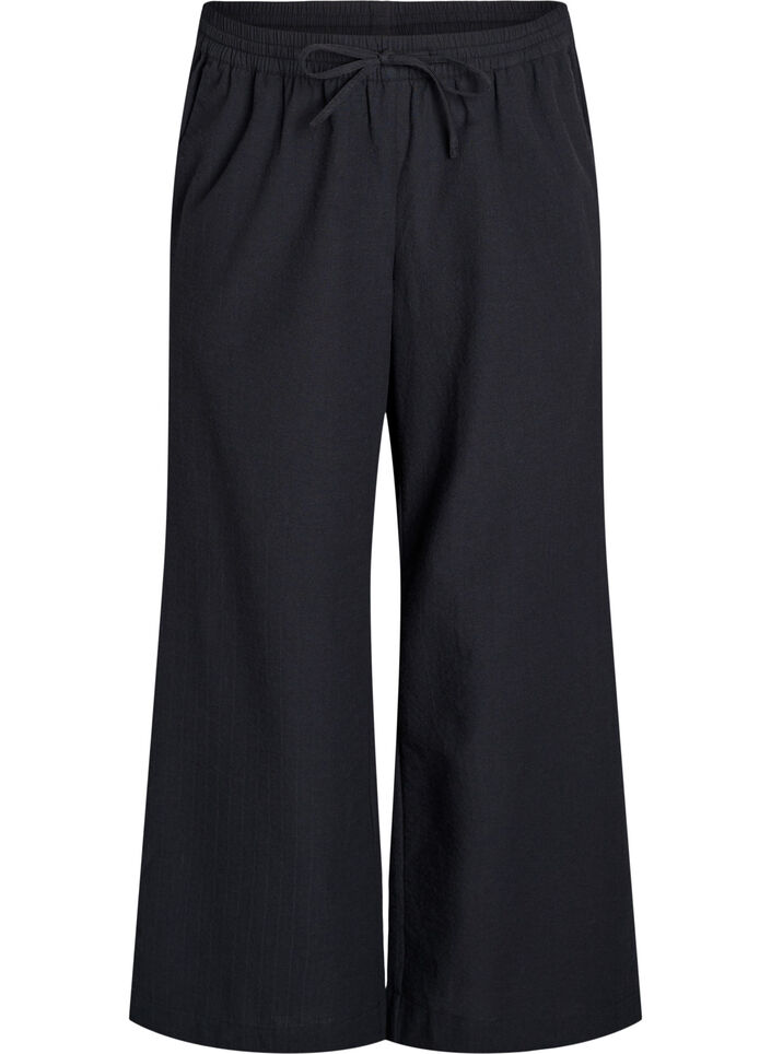 Pantalon ample avec taille haute et poches, Noir, Packshot image number 0