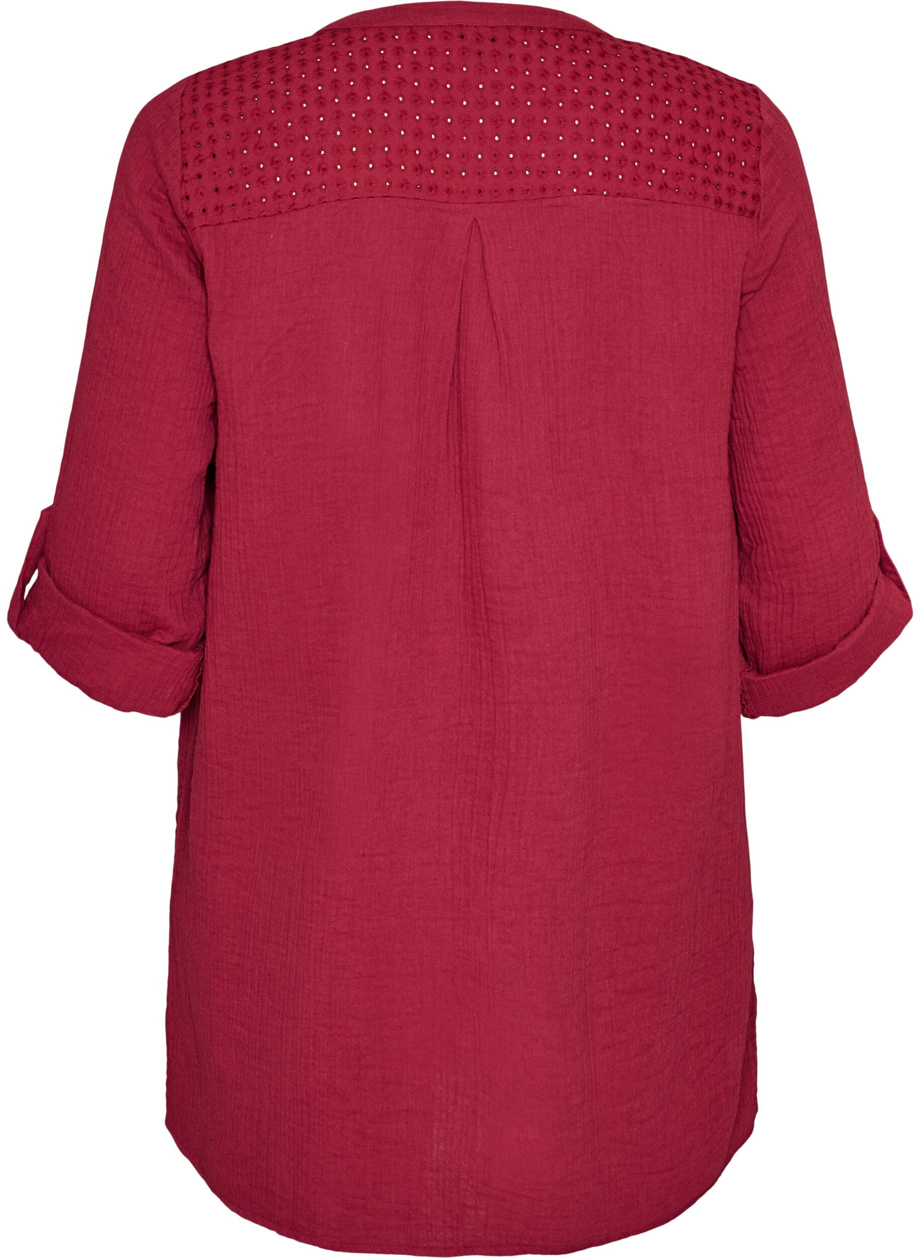 ZizziTunique en mousseline de coton avec broderie anglaise, Rouge, Packshot image number 1