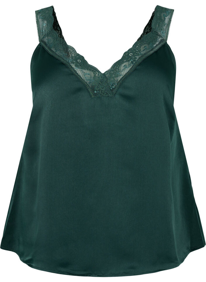 FLASH - Top avec col en V et bord en dentelle, Scarab, Packshot image number 0