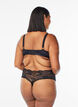 String lot de 2 avec bord large en dentelle, Noir, Model image number 1