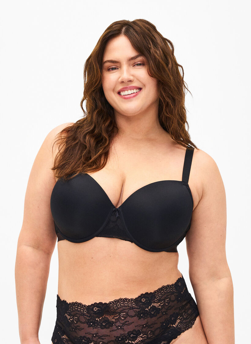 Soutien-gorge moul&eacute; avec r&eacute;sille, Noir, Model image number 0