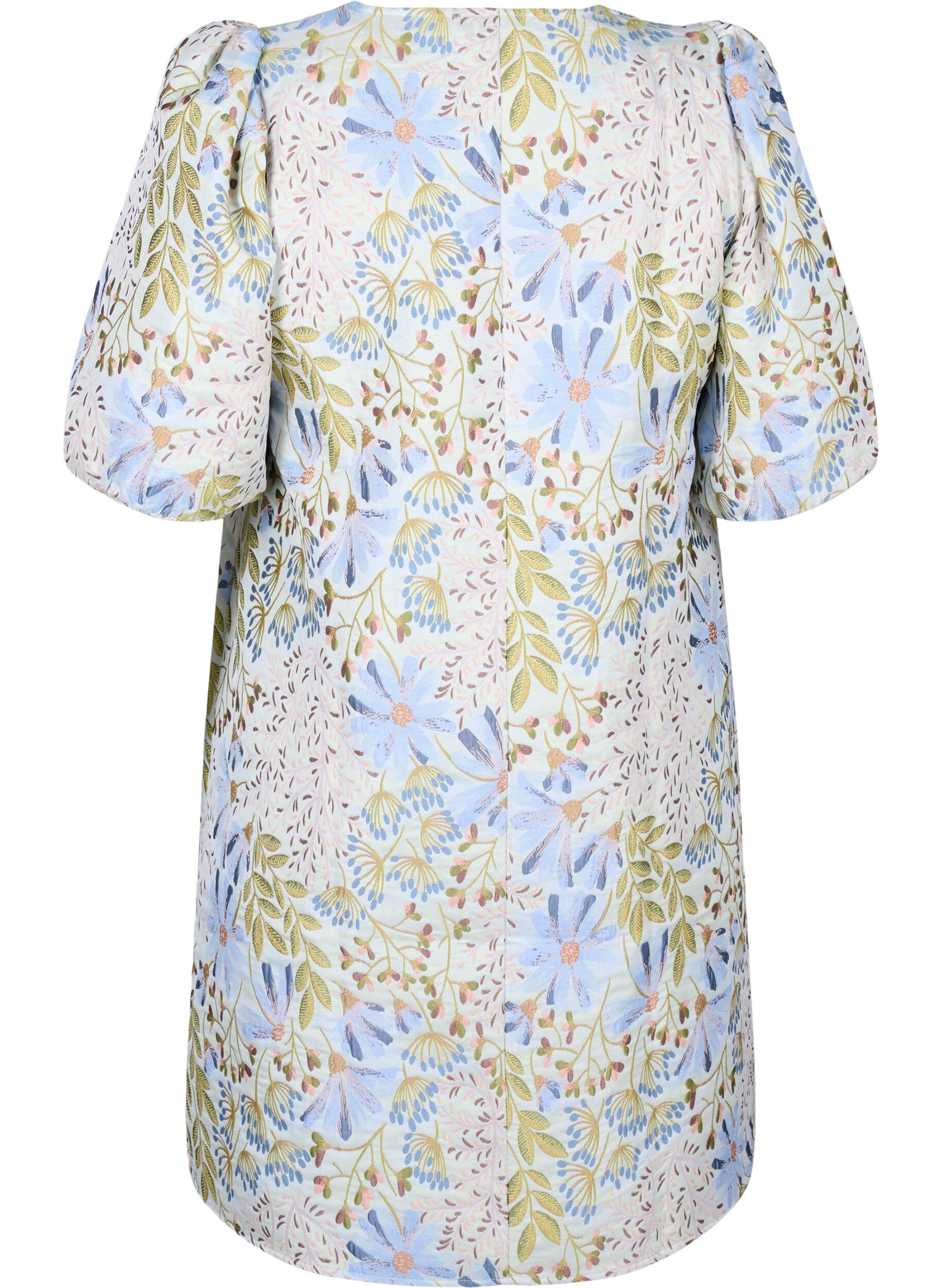 Zizzi Robe en jacquard avec manches 1/2, Wild Flower AOP, Packshot image number 1
