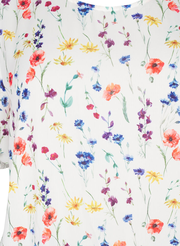 Blouse &agrave; fleurs avec smock, Bleu, Packshot image number 2
