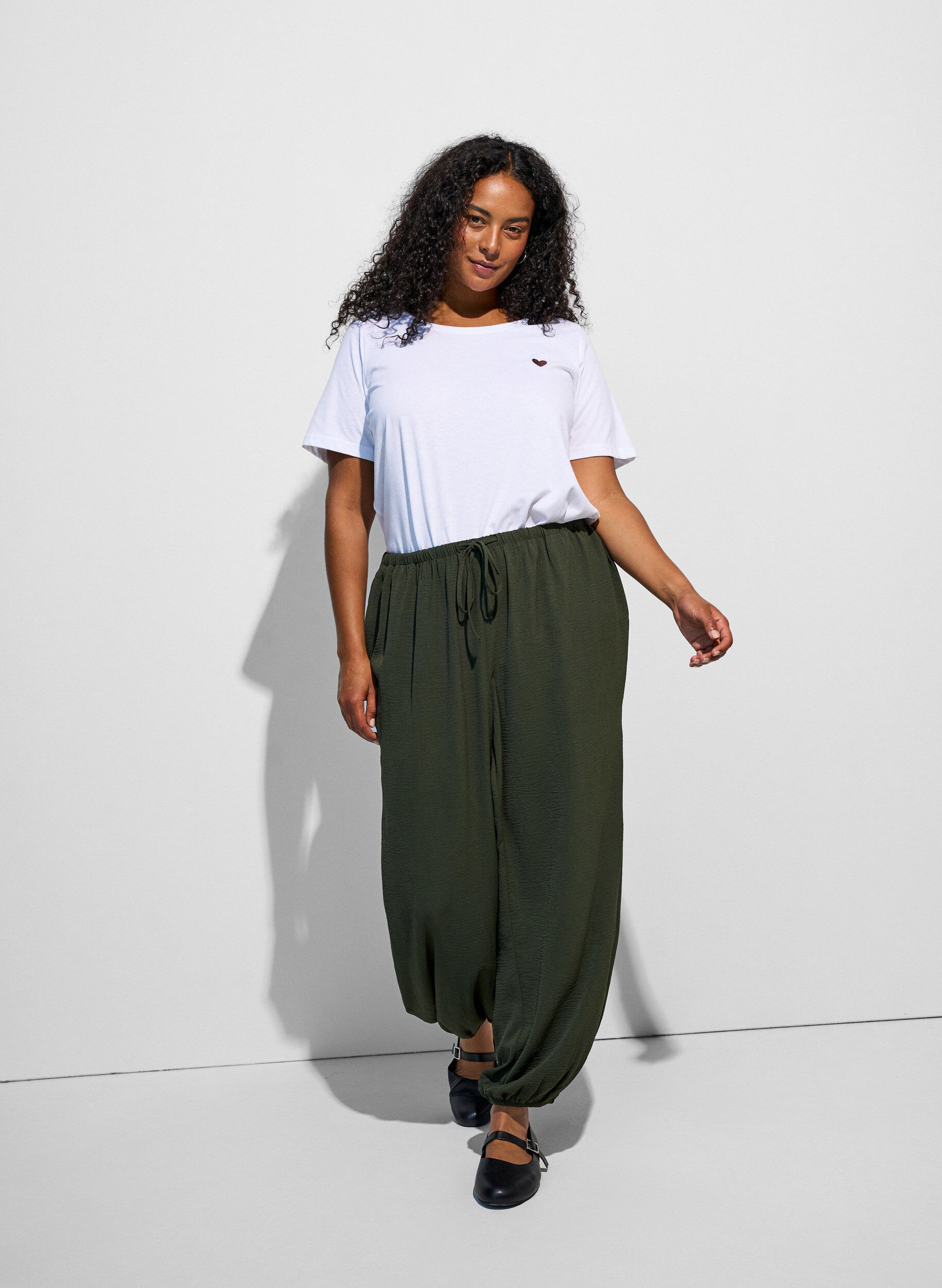 ZizziPantalon balloon taille haute, Vert, Model image number 0