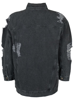 Veste en jean ample avec détails de fente, Dark Grey Denim, Packshot image number 1