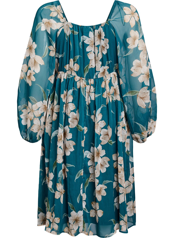 Robe de soir&eacute;e en mousseline &agrave; manches longues, Vert, Packshot image number 1