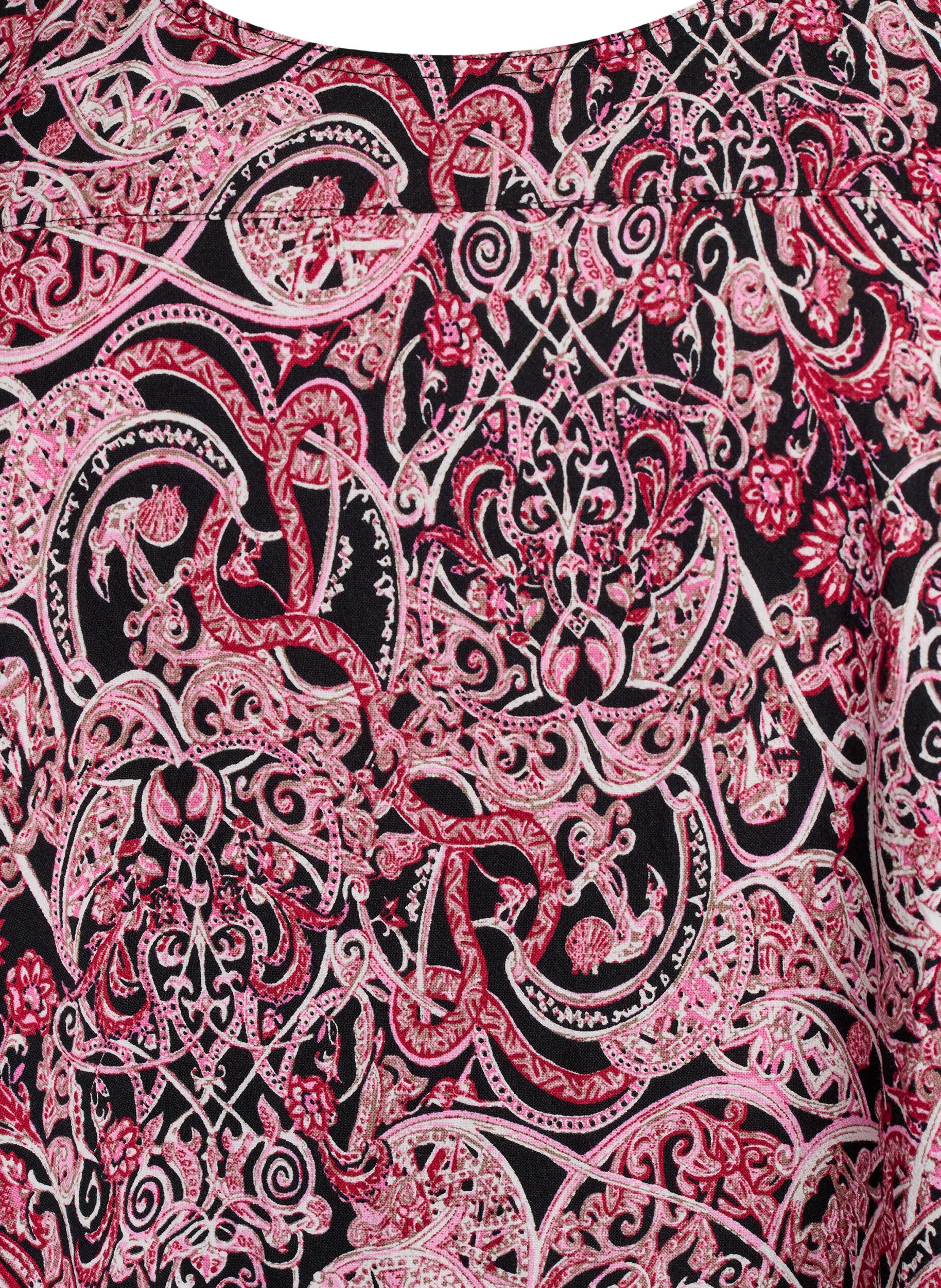 ZizziRobe en coton &agrave; manches courtes avec imprim&eacute;, Noir, Packshot image number 2