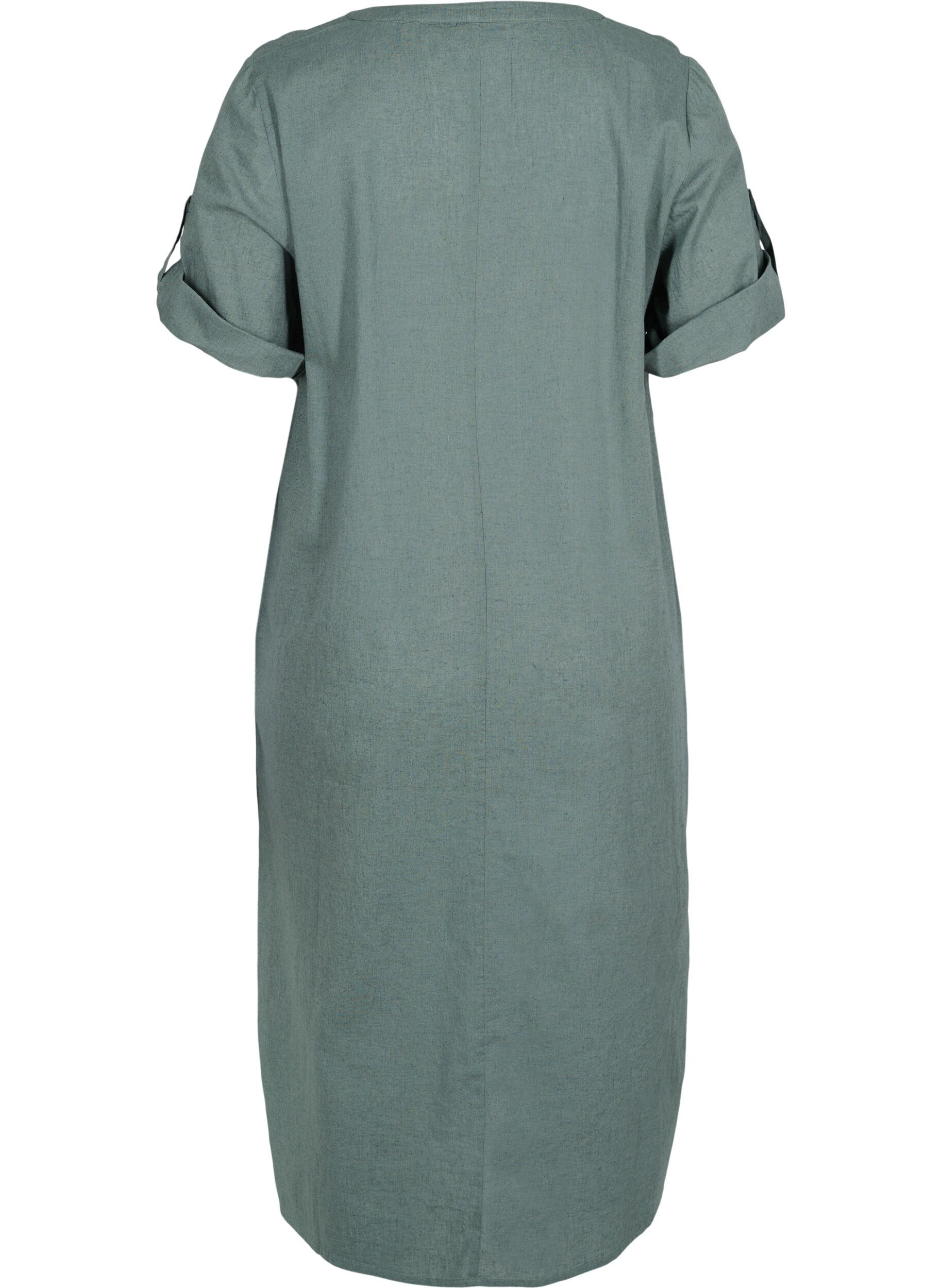 Zizzi Robe chemise longue &agrave; manches courtes, Balsam Green, Packshot image number 1