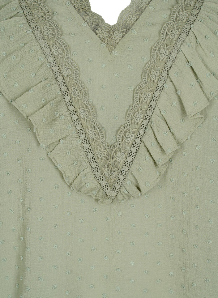 Blouse à manches courtes et structure à pois, Seagrass , Packshot image number 2