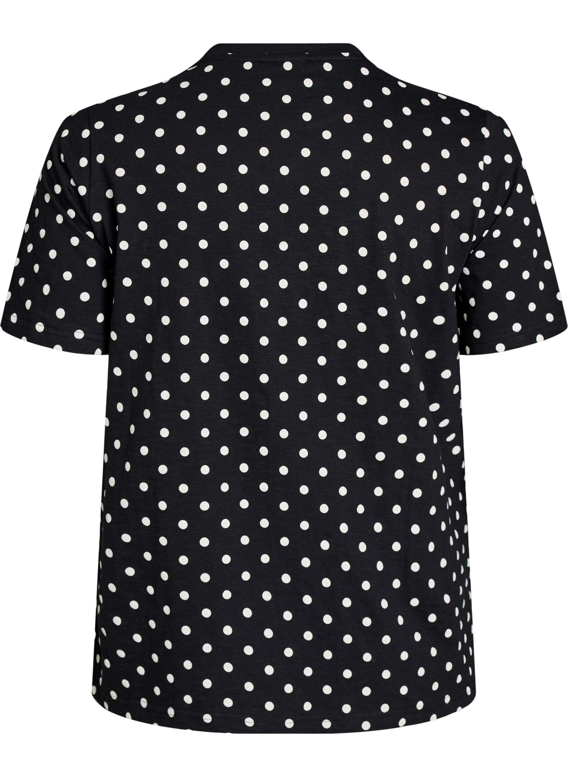 ZizziT-shirt en coton &agrave; pois, Noir, Packshot image number 1