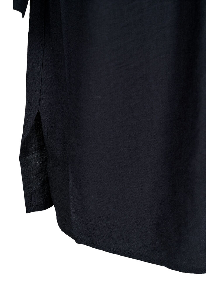 Robe chemise avec ceinture nouée et manches longues, Noir, Packshot image number 3